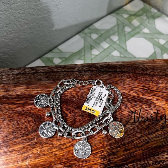 NWT Charter Club Rhodium Silver Charm Bracelet #JW7 - Picture 6 of 6